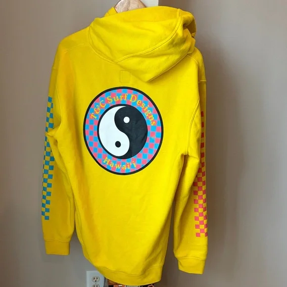 Vans Vibrant Yellow T & C Surf Designs Hoodie with Colorful Sleeves - Picture 6 of 8
